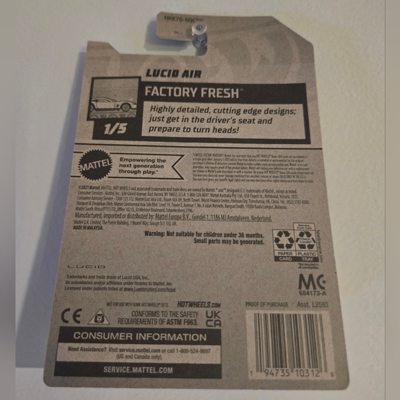 Lucid Air Hot Wheels Factory Fresh 1/5 Black - Picture 6 of 8